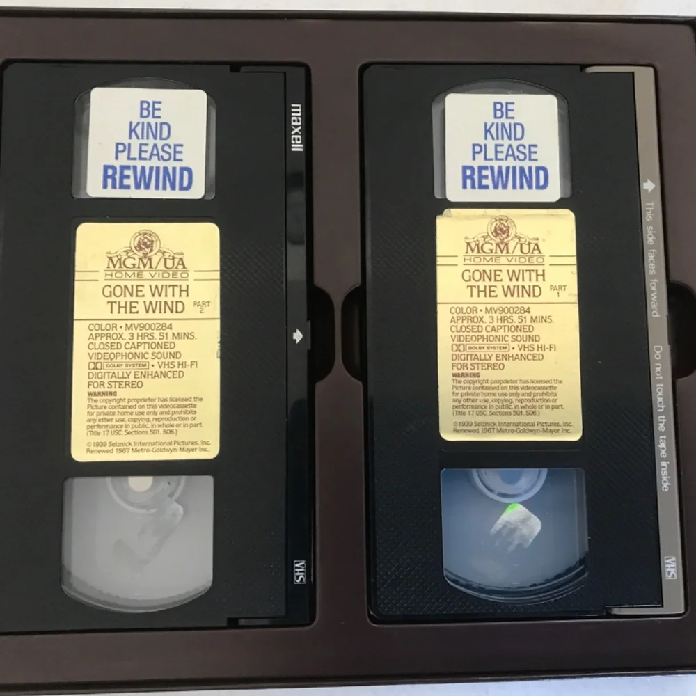 Collectible Vintage 2 tape VHS set Gone with the Wind by MGM UA, mint condition